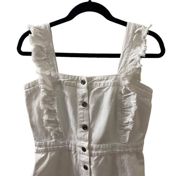 Élan Denim Ruffle Button Front Jumper Dress Sz M - Picture 3 of 10